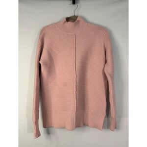 Evereve Mock Neck Sweater Women XS Pink Excellent Ribbed‎ Exposed Seam SSFALL23